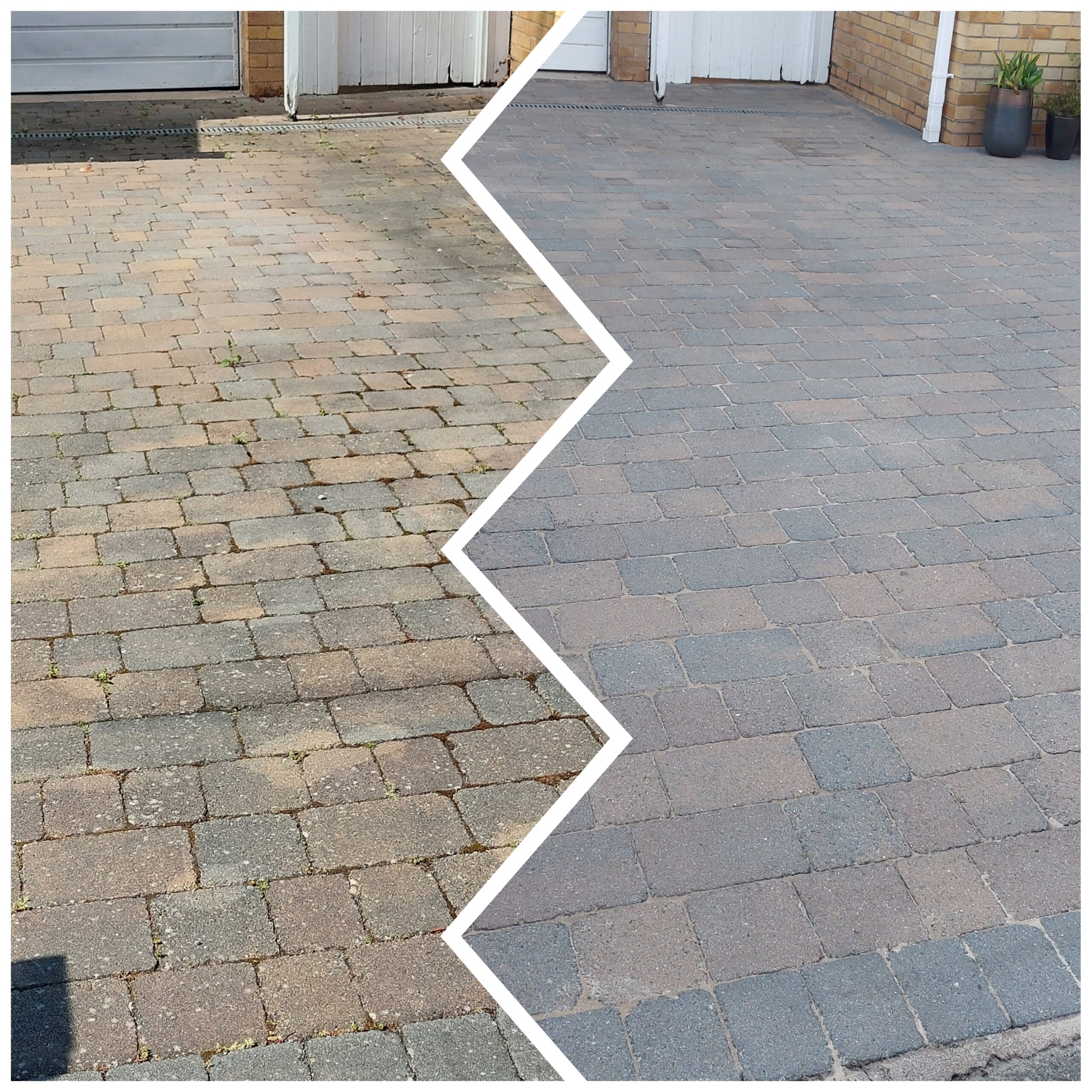 Driveway before and after pressure washing in Bristol