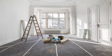 Interior painting and decorating in a Bristol home with protective floor covering